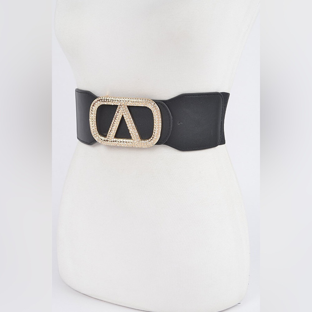 Plus Size Rhinestone Elastic Statement Belt - Picture 5 of 6